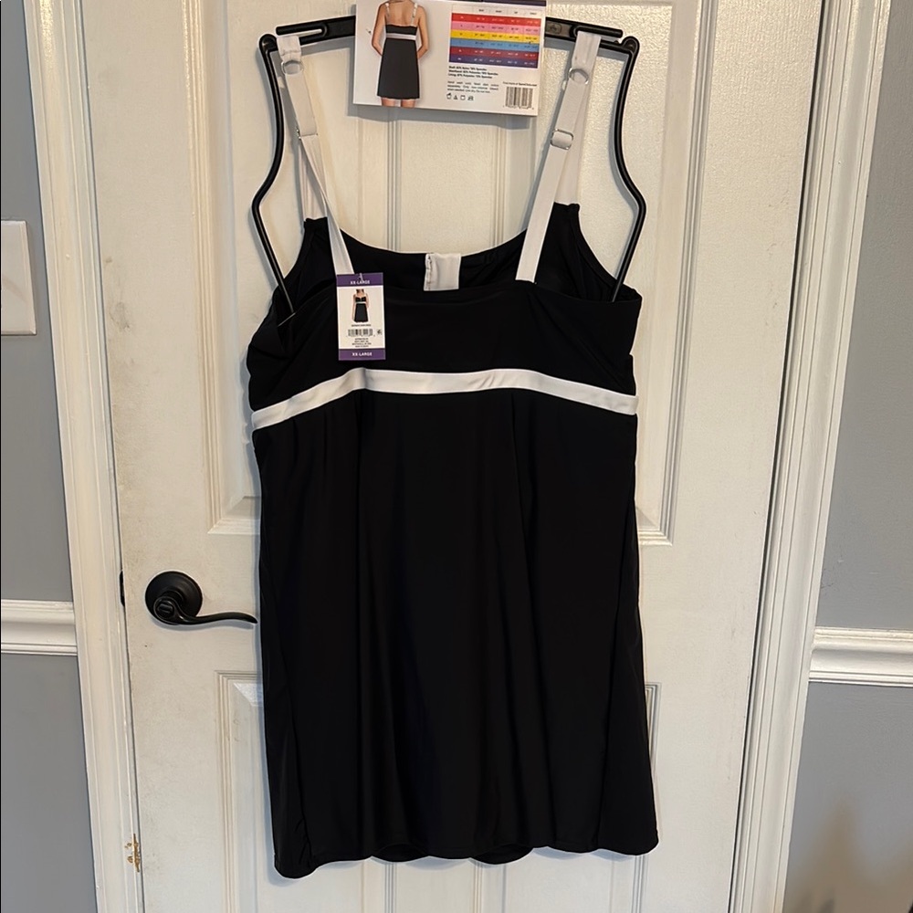 Lands' End Black swim suit with White Trim - Picture 2 of 5